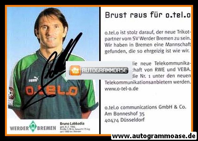 Autogramm Fussball | SV Werder Bremen | 1997 blau | Bruno LABBADIA
