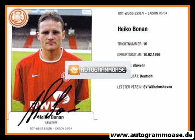 Autogramm Fussball | Rot-Weiss Essen | 2003 | Heiko BONAN