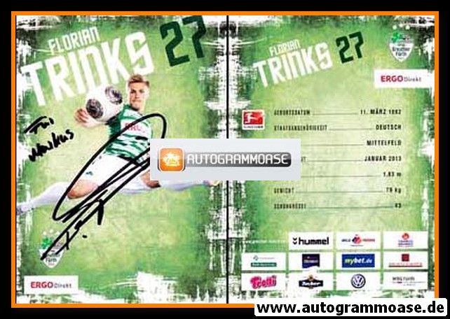 Autogramm Fussball | SpVgg Greuther Fürth | 2013 | Florian TRINKS