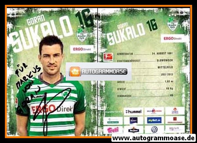 Autogramm Fussball | SpVgg Greuther Fürth | 2013 | Goran SUKALO