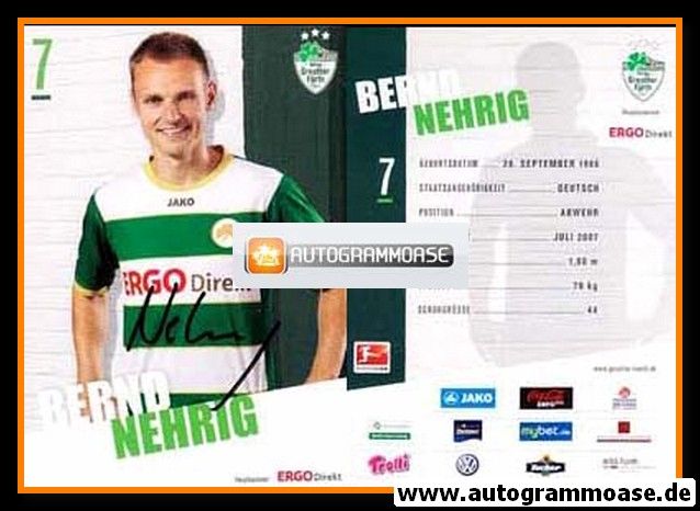 Autogramm Fussball | SpVgg Greuther Fürth | 2012 | Bernd NEHRIG