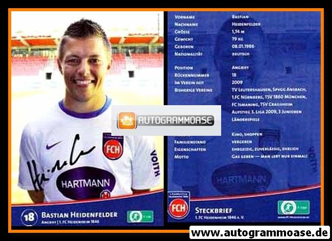 Autogramm Fussball | 1. FC Heidenheim 1846 | 2010 | Bastian HEIDENFELDER