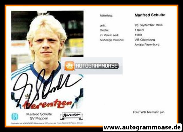 Autogramm Fussball | SV Meppen | 1991 | Manfred SCHULTE