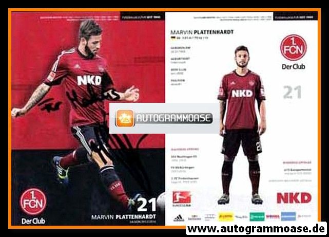 Autogramm Fussball | 1. FC Nürnberg | 2013 | Marvin PLATTENHARDT