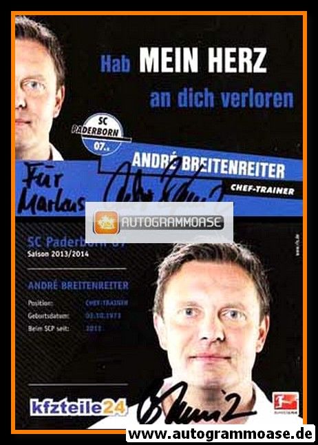 Autogramm Fussball | SC Paderborn 07 | 2013 | Andre BREITENREITER