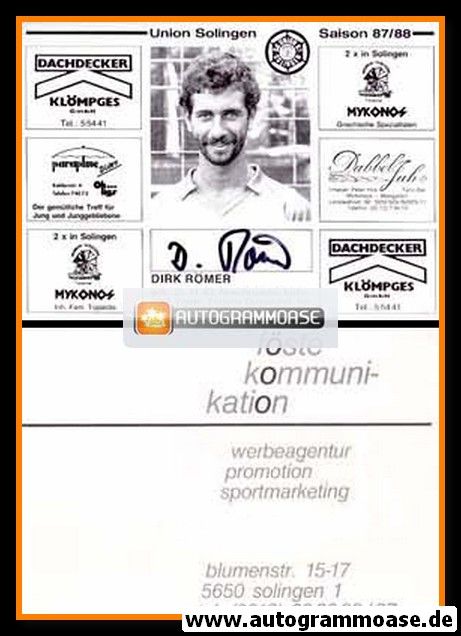 Autogramm Fussball | Union Solingen | 1987 | Dirk RÖMER