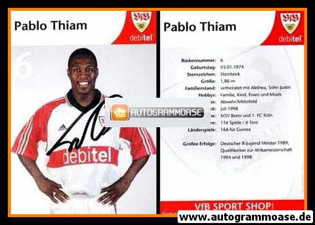 Autogramm Fussball | VfB Stuttgart | 1999 | Pablo THIAM