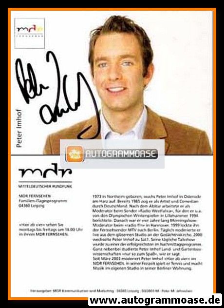 Autogramm TV | MDR | Peter IMHOF | 2003 "Hier Ab Vier" (Jehnichen)