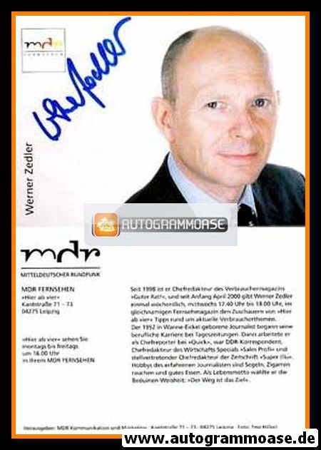 Autogramm TV | MDR | Werner ZEDLER | 2000er "Hier Ab Vier"
