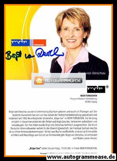 Autogramm TV | MDR | Birgit VON DERSCHAU | 2006 "Kripo Live" (Jehnichen)