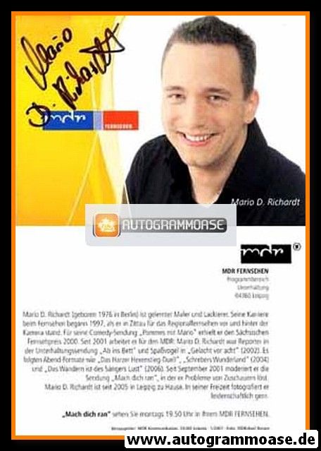 Autogramm TV | MDR | Mario D. RICHARDT | 2010er "Mach Dich Ran" 3