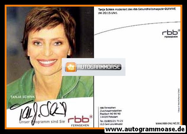 Autogramm TV | RBB | Tanja SCHINK | 2010er "Quivive" (Schulz)