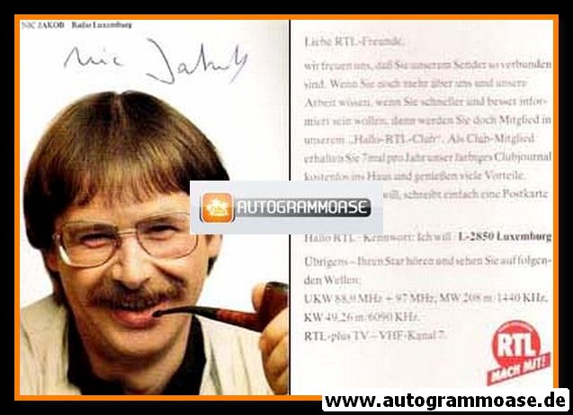 Autogramm TV | RTL Luxemburg | Nic JAKOB | 1990er (Portrait Color)