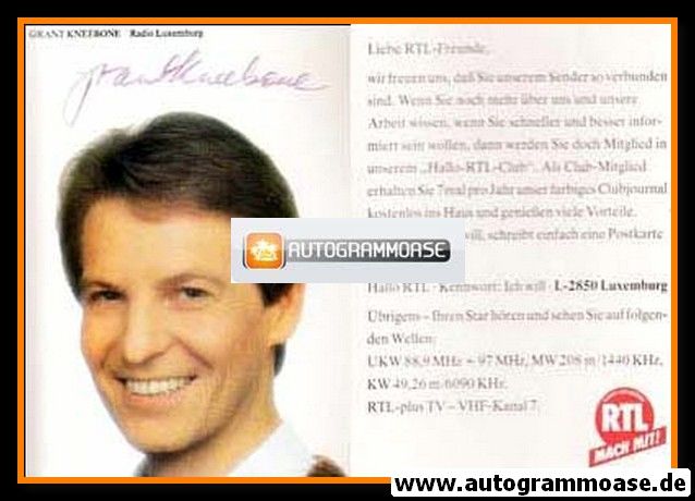 Autogramm TV | RTL Luxemburg | Grant KNEEBONE | 1990er (Portrait Color)