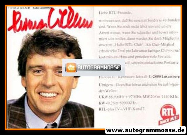 Autogramm TV | RTL | Thomas WILSCH | 1990er (Portrait Color)
