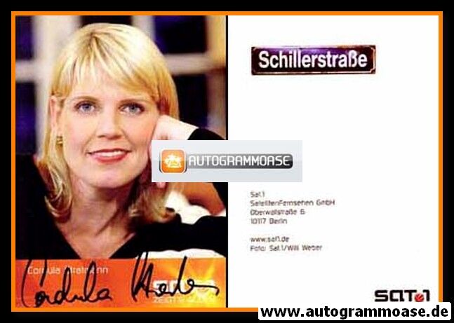 Autogramm TV | SAT1 | Cordula STRATMANN | 2000er "Schillerstrasse" (Portrait Color) Weber
