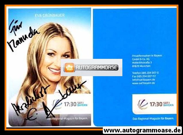 Autogramm TV | SAT1 | Eva GRÜNBAUER | 2010er "SAT1 Bayern"