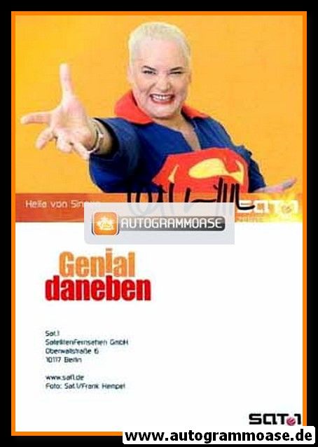 Autogramm TV | SAT1 | Hella VON SINNEN | 2000er "Genial Daneben" (Portrait Color) Hempel