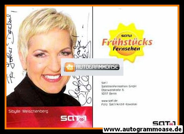 Autogramm TV | SAT1 | Sibylle WEISCHENBERG | 2000er "SAT1 Frühstücksfernsehen" (Kowalski)