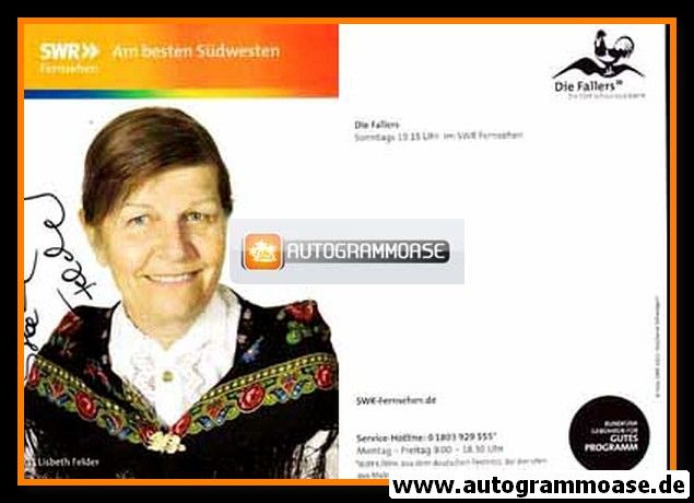 Autogramm TV | SWR | Lisbeth FELDER | 2012 "Die Fallers" 