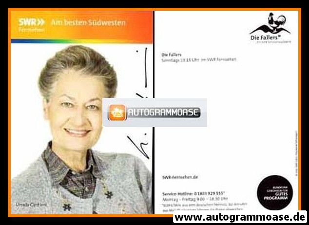 Autogramm TV | SWR | Ursula CANTIENI | 2012 "Die Fallers" 