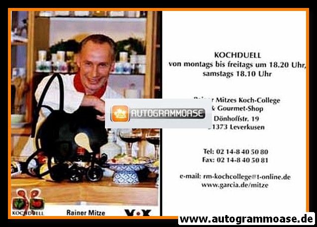 Autogramm TV | VOX | Rainer MITZE | 2000er "Kochduell" 1