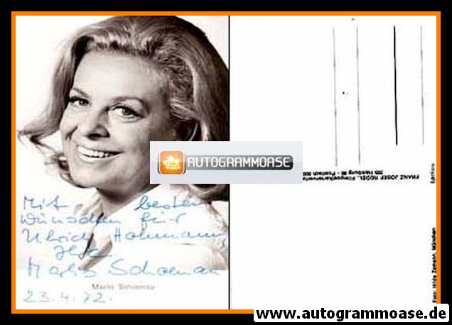 Autogramm Schauspieler | Marlis SCHOENAU | 1970er (Portrait SW Rüdel)