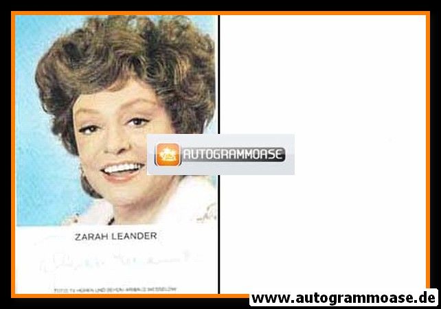Autogramm Film (Schweden) | Zarah LEANDER | 1970er (Portrait Color TV)
