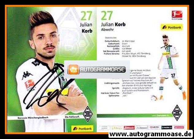 Autogramm Fussball | Borussia Mönchengladbach | 2015 | Julian KORB