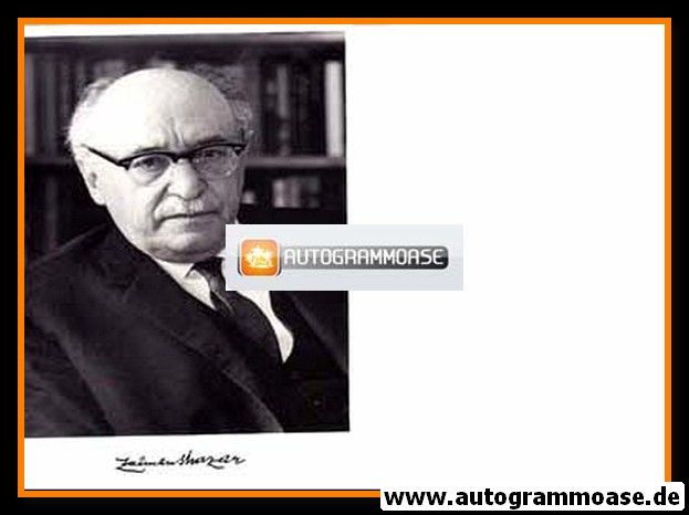 Autogramm Politik | Israel | Zalman SHAZAR | Präsident 1963-1973 | 1970er Druck (Portrait SW)