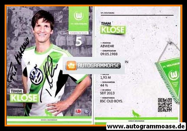 Autogramm Fussball | VfL Wolfsburg | 2013 | Timm KLOSE