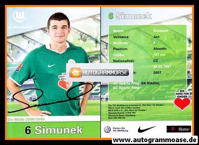Autogramm Fussball | VfL Wolfsburg | 2008 | Jan SIMUNEK