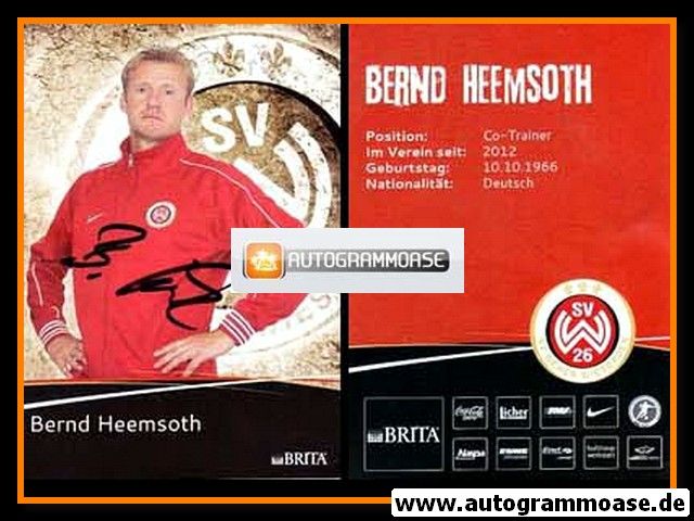 Autogramm Fussball | SV Wehen Wiesbaden | 2012 | Bernd HEEMSOTH