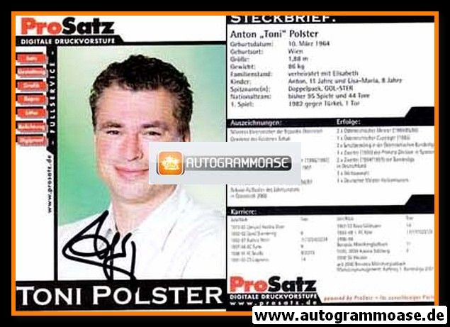 Autogramm Fussball | 2000er | Toni POLSTER (ProSatz)