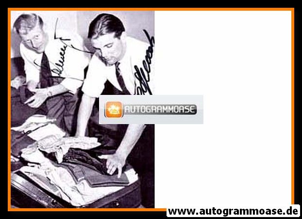 Autogramme Fussball | DFB | 1958 WM Foto | Karl-Heinz SCHNELLINGER + Georg STOLLENWERK (Koffer)