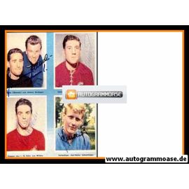 Autogramme Fussball | DFB | 1950er Foto | COLLAGE + 5 AG (Tilkowski, Benthaus, Wilden, Szymaniak, Schnellinger)