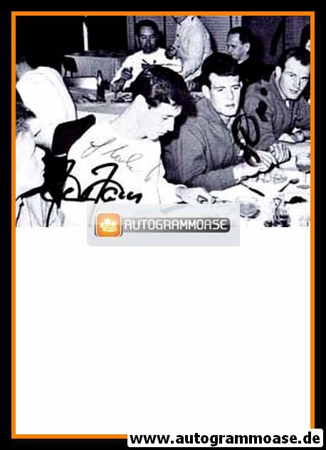 Autogramme Fussball | DFB | 1962 WM Foto | GIESEMANN + HALLER + KURBJUHN (Mannschaftsessen)