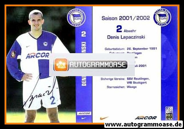 Autogramm Fussball | Hertha BSC Berlin | 2001 Arcor | Denis LAPACZINSKI