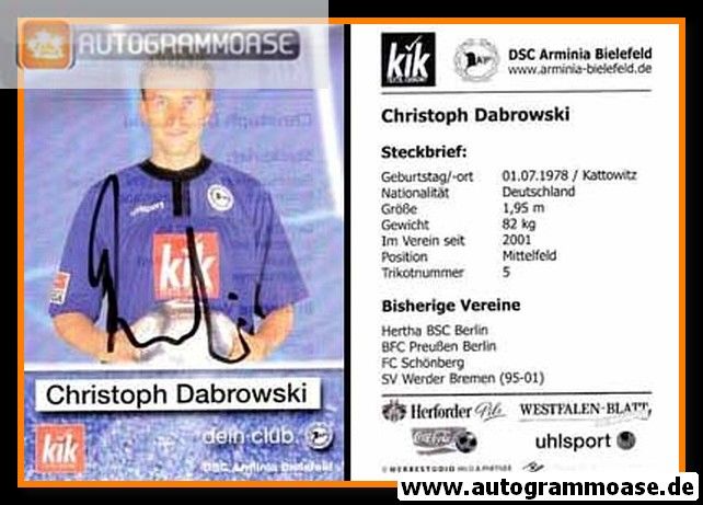 Autogramm Fussball | DSC Arminia Bielefeld | 2002 | Christoph DABROWSKI