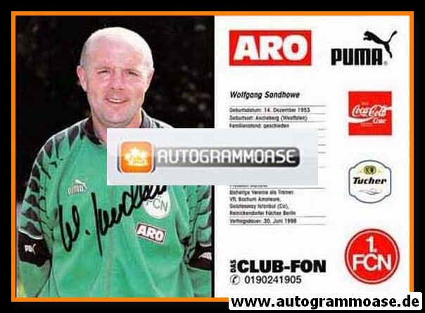 Autogramm Fussball | 1. FC Nürnberg | 1995 | Wolfgang SANDHOWE