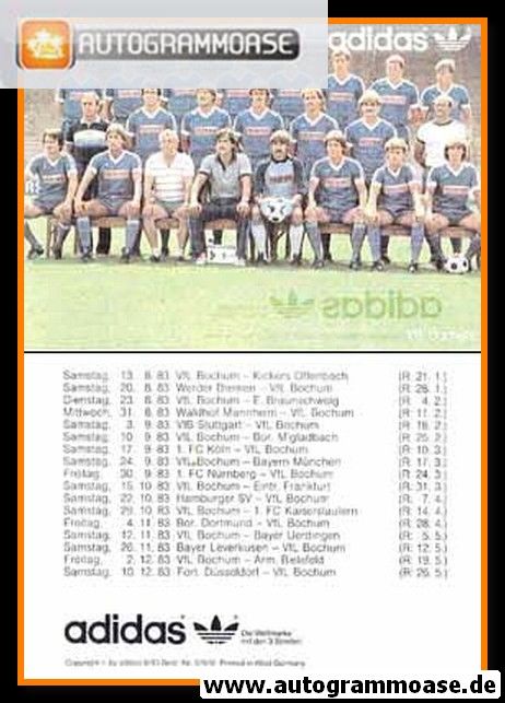 Mannschaftskarte Fussball | VfL Bochum | 1983 Adidas