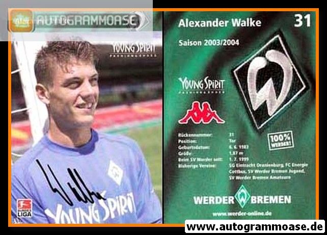 Autogramm Fussball | SV Werder Bremen | 2003 | Alexander WALKE