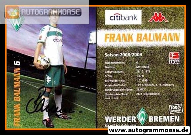 Autogramm Fussball | SV Werder Bremen | 2008 | Frank BAUMANN