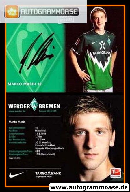 Autogramm Fussball | SV Werder Bremen | 2010 | Marko MARIN