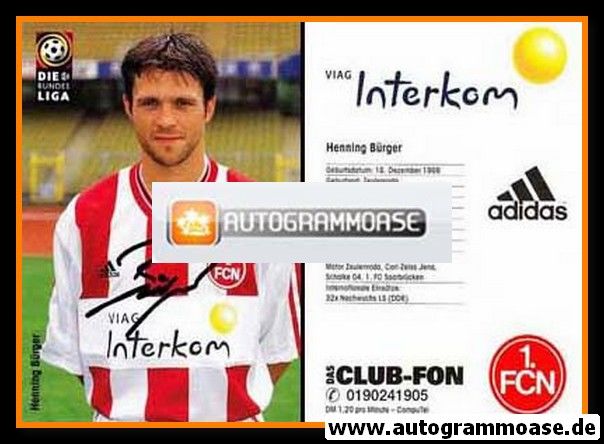 Autogramm Fussball | 1. FC Nürnberg | 1998 | Henning BÜRGER