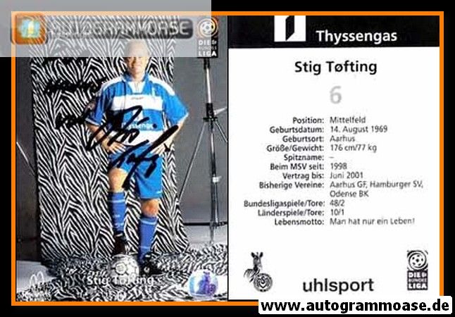 Autogramm Fussball | MSV Duisburg | 1999 | Stig TÖFTING