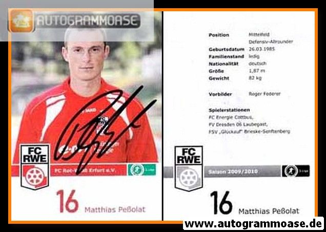 Autogramm Fussball | FC Rot-Weiss Erfurt | 2008 | Matthias PESSOLAT