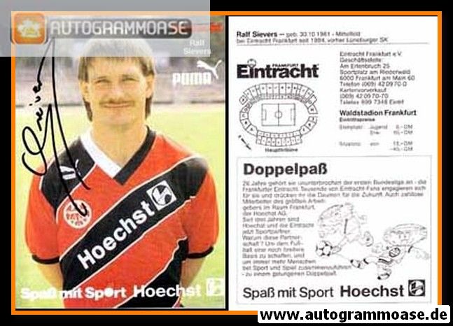 Autogramm Fussball | Eintracht Frankfurt | 1989 | Ralf SIEVERS