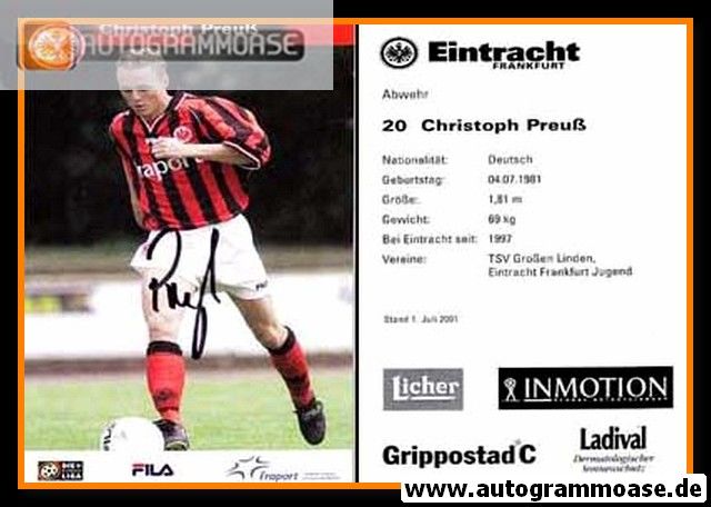 Autogramm Fussball | Eintracht Frankfurt | 2001 | Christoph PREUSS