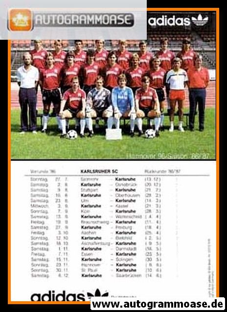 Mannschaftskarte Fussball | Hannover 96 | 1986 Adidas